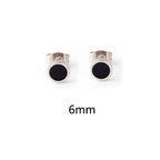 Round Stud Earrings 3 Pairs Set 6mm 8mm 10mm — Stainless Steel