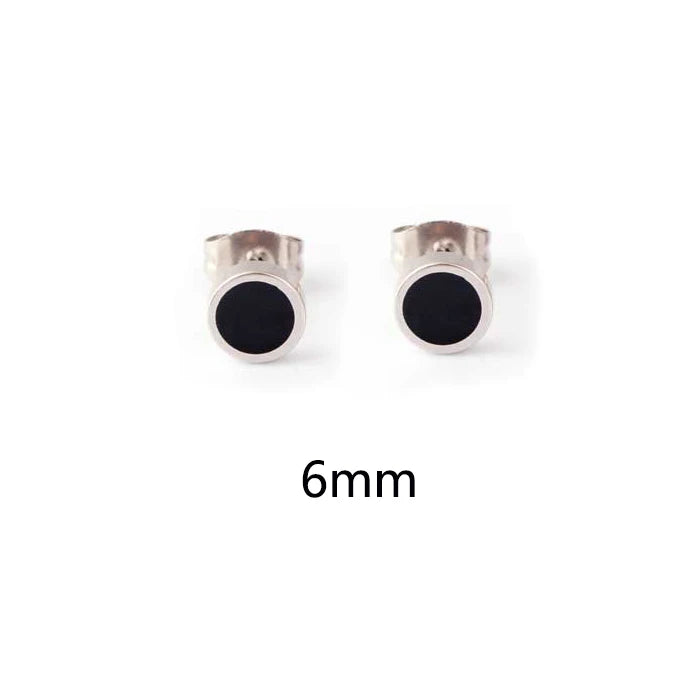 Round Stud Earrings 3 Pairs Set 6mm 8mm 10mm — Stainless Steel