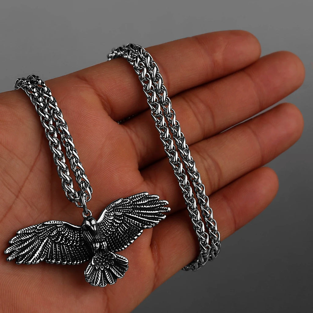 Retro Domineering Crow Eagle Pendant Unisex Fashion Party Birthday Gift 316L Stainless Steel Pendant Necklace