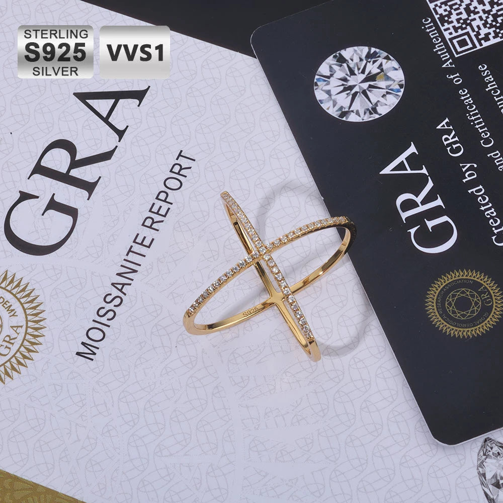 925 Silver X Design Moissanite Ring VVS