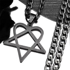 Hip Hop Rock Music Him Heartagram Star Heart Necklace for Women Men Stainless Steel Y2k Black Metal Band Goth Punk Chain Jewelry