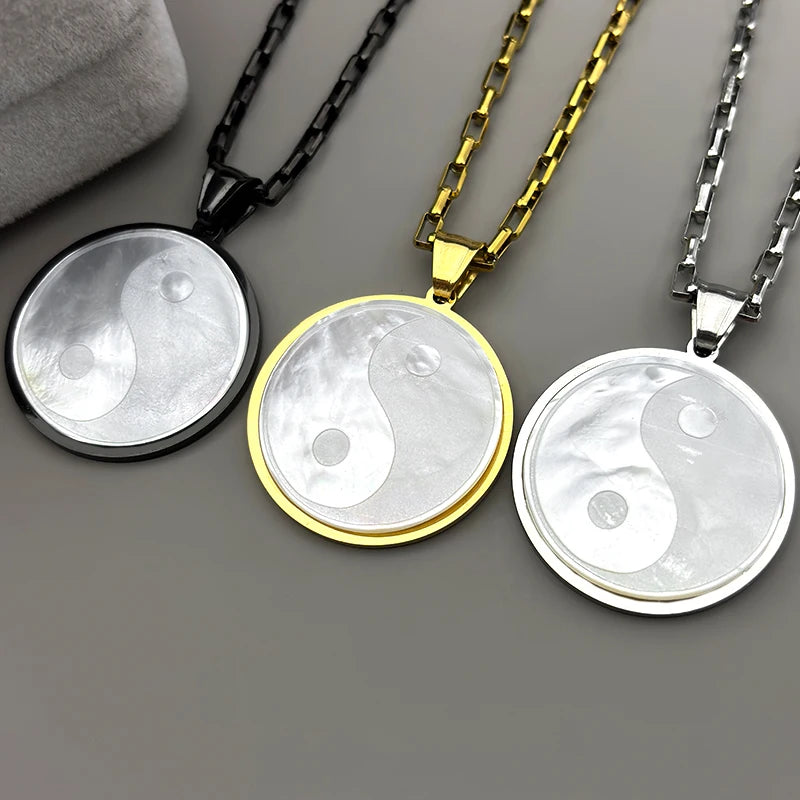 Yin Yang Gold Pendant Necklace — Stainless Steel