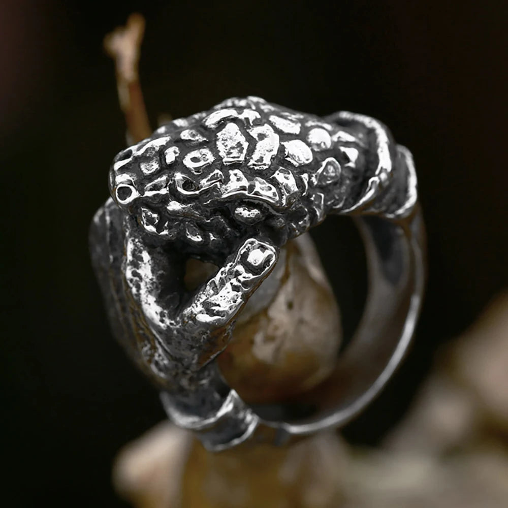 Gothic Snake Hand Bones Ring — Stainless Steel