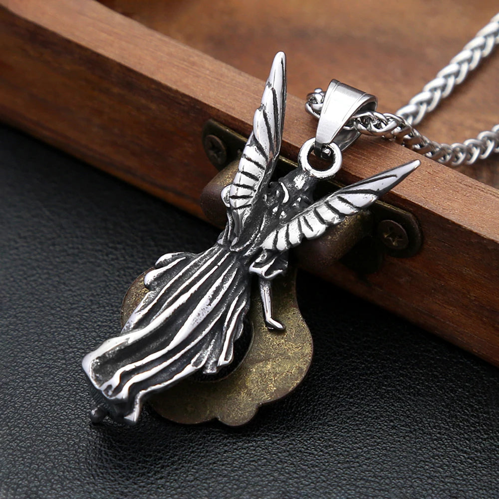 Angel Wings Steel Pendant Statue Liberty 316L