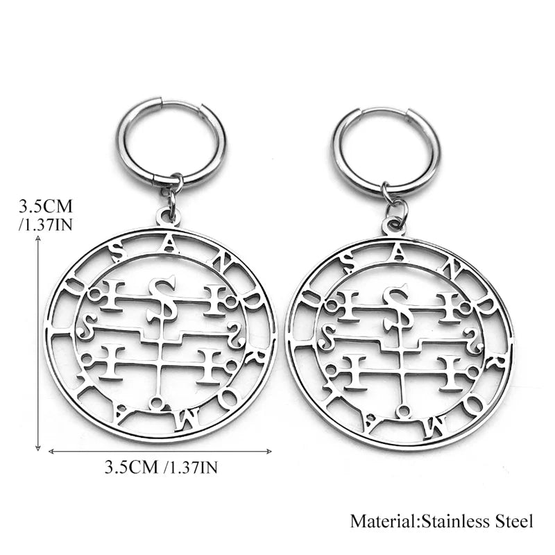 Baphomet Steel Earrings Seal Andromalius Hoop