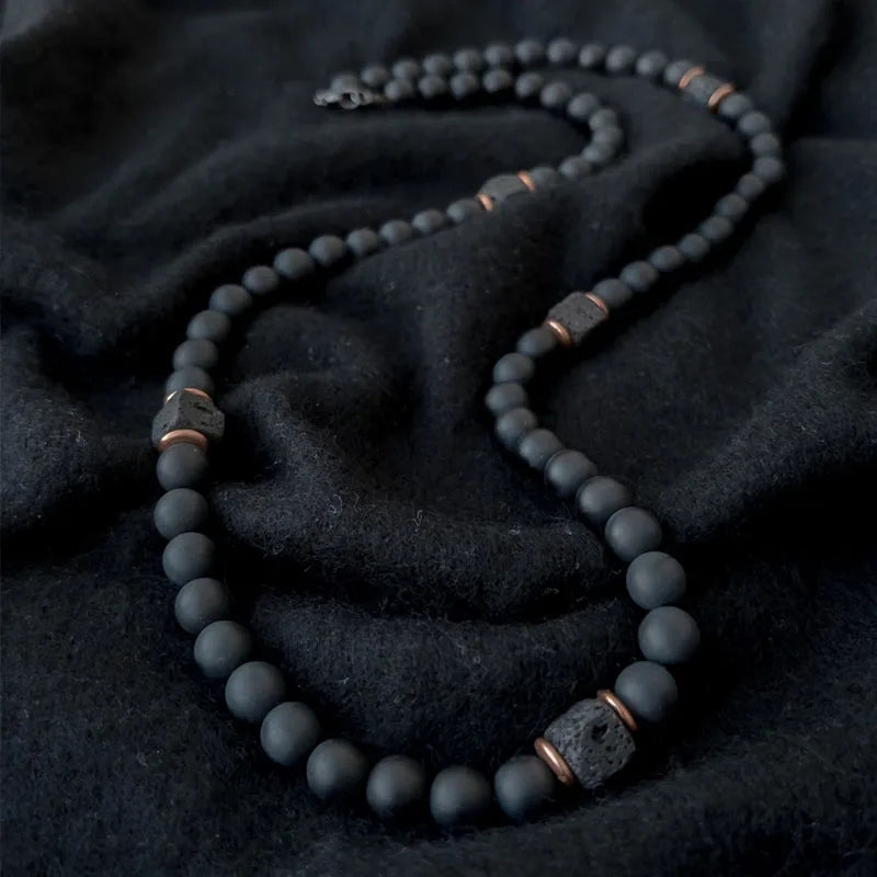 Tiger Eye Onyx Mala Beaded Necklace