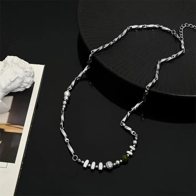 Beaded Stainless Steel Pendant Necklace