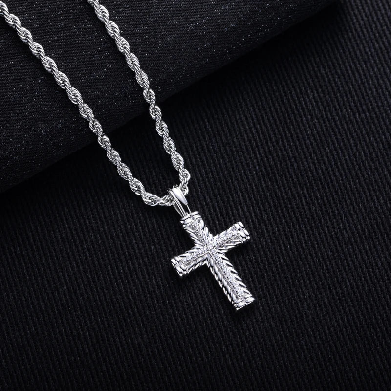 Iced Out Cross Pendant — 925 Silver