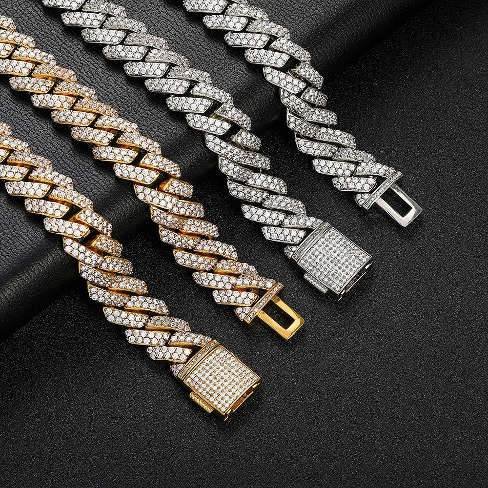 Iced Out Cuban Link Chain Necklace — Copper Alloy 15mm