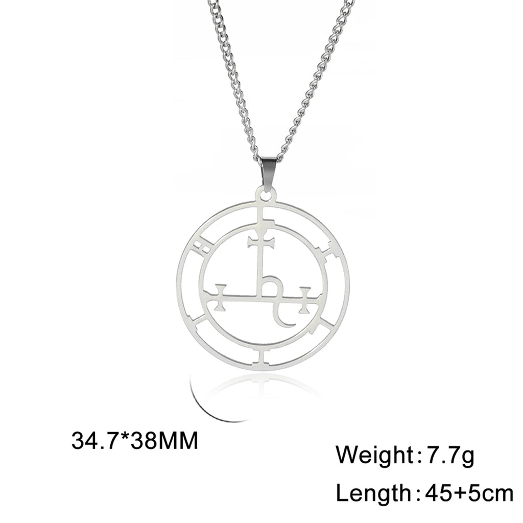 EUEAVAN Mythical Goddess Sigil of Lilith Necklaces Stainless Steel Demon Seal Marbas Pendant Necklace Solomon Amulet Jewelry