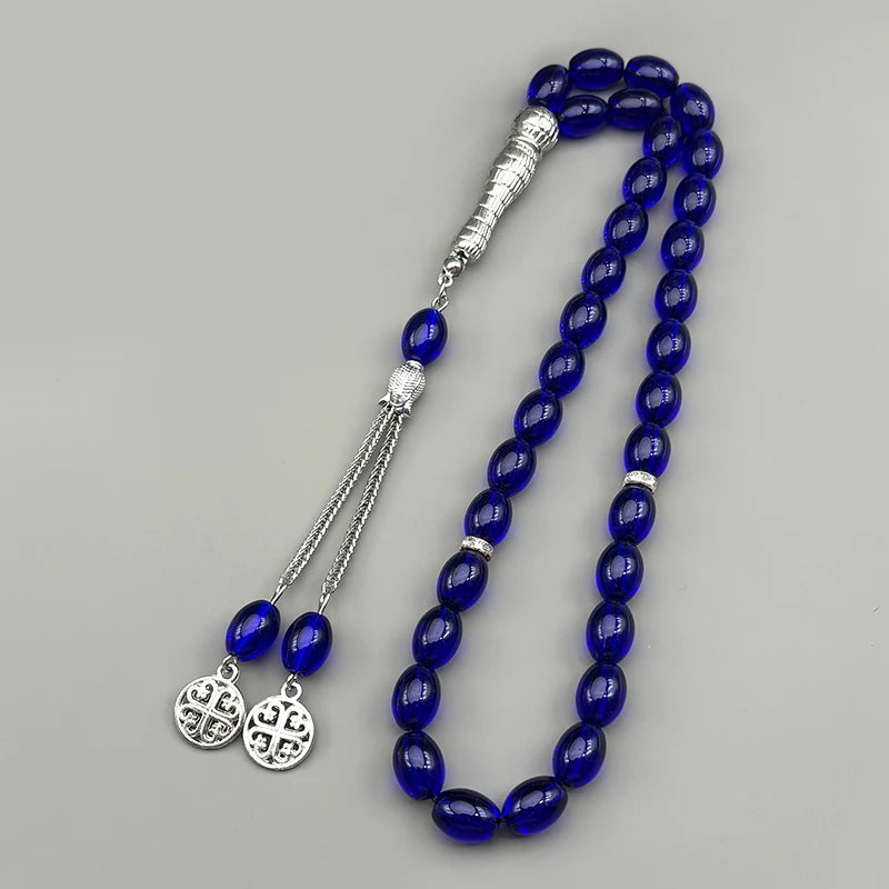 33Pcs Glass Rosary Muslim Prayer Keyring String Tassel Islamic Middle East Uae Dubai Arab Islam Car Pendant Jewelry