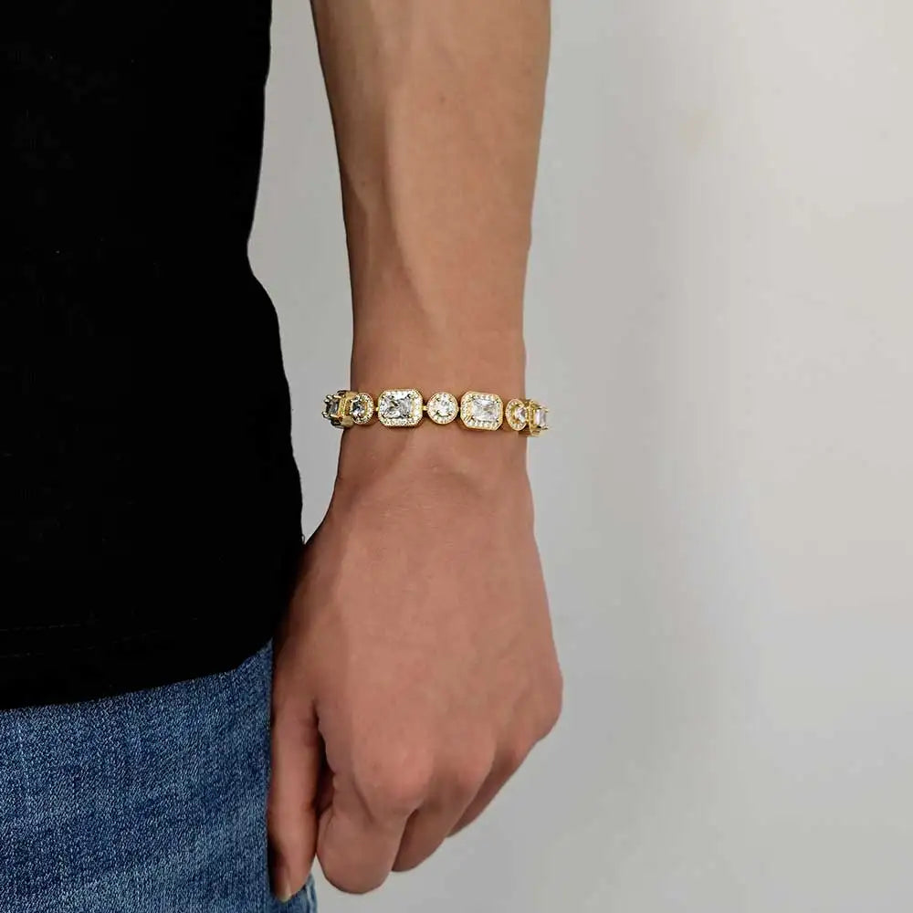 Tennis Bracelet Stainless Steel 10MM T-Square Iced