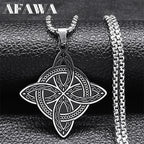 Witchcraft Celtic Witch Knot Pendant Necklace for Women Men Stainless Steel Slavic Protection Amulet Jewelry nudo de