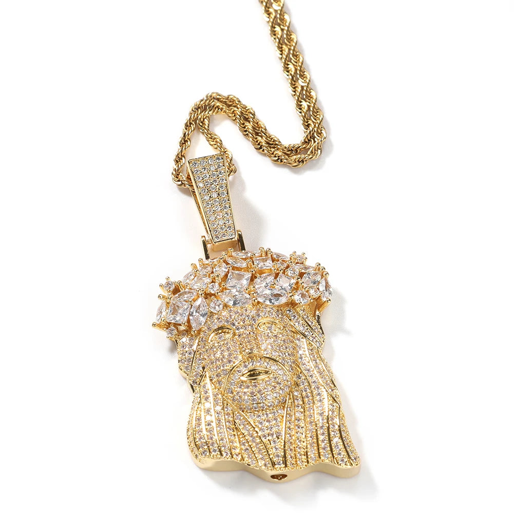 UWIN Big Religious Jesus Pendant Necklace Full Iced Out Cubic Zircon Pendant Charms Fashion Hip Hop Jewelry for Men