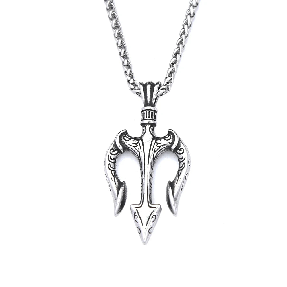 Poseidon Trident Pendant — Stainless Steel