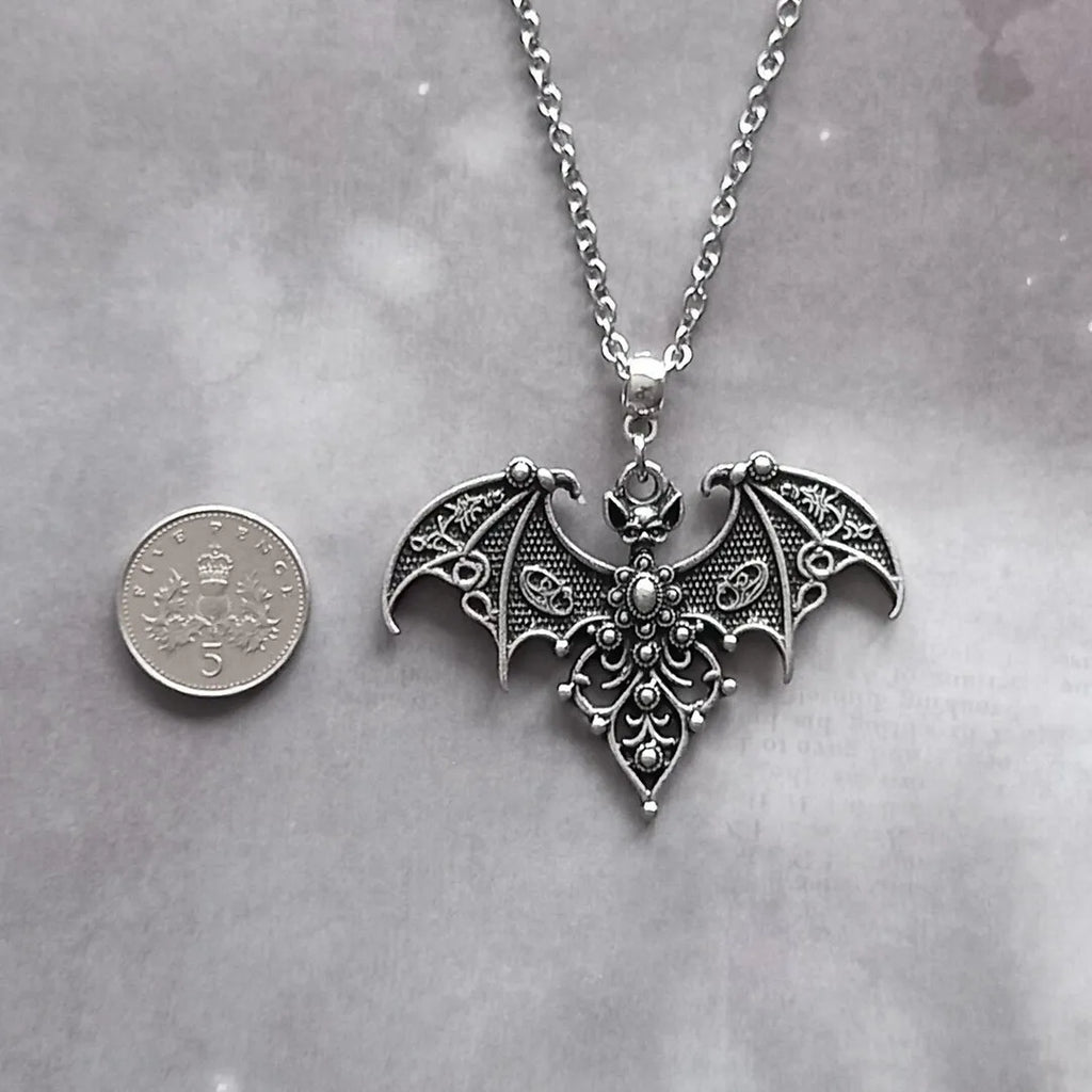 Vampire Bat Charm Choker Necklace — Stainless Steel
