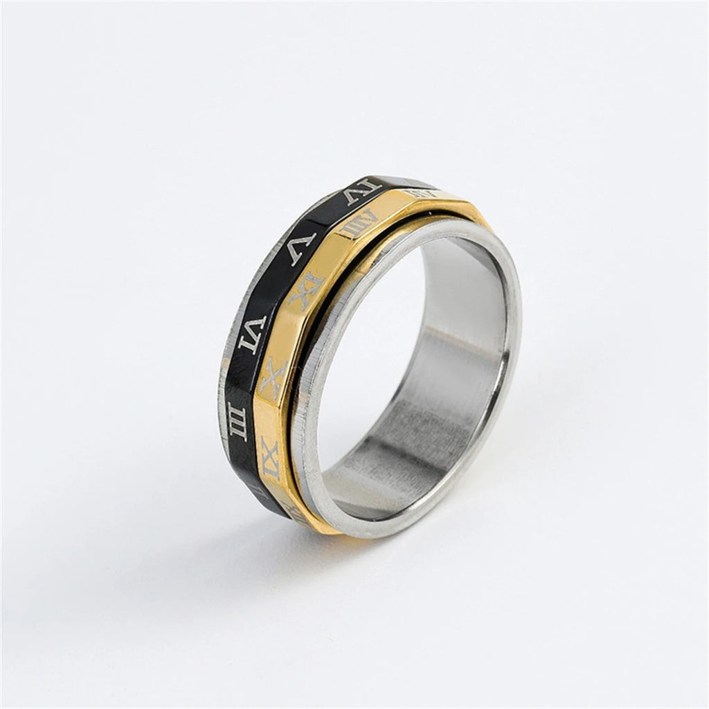 Roman Numeral Rotating Spinner Fidget Ring for Men