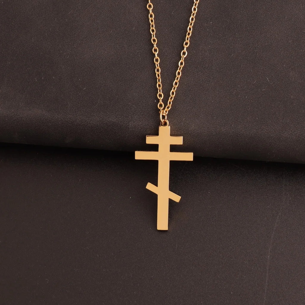 Orthodox Cross Choker Necklace — Stainless Steel
