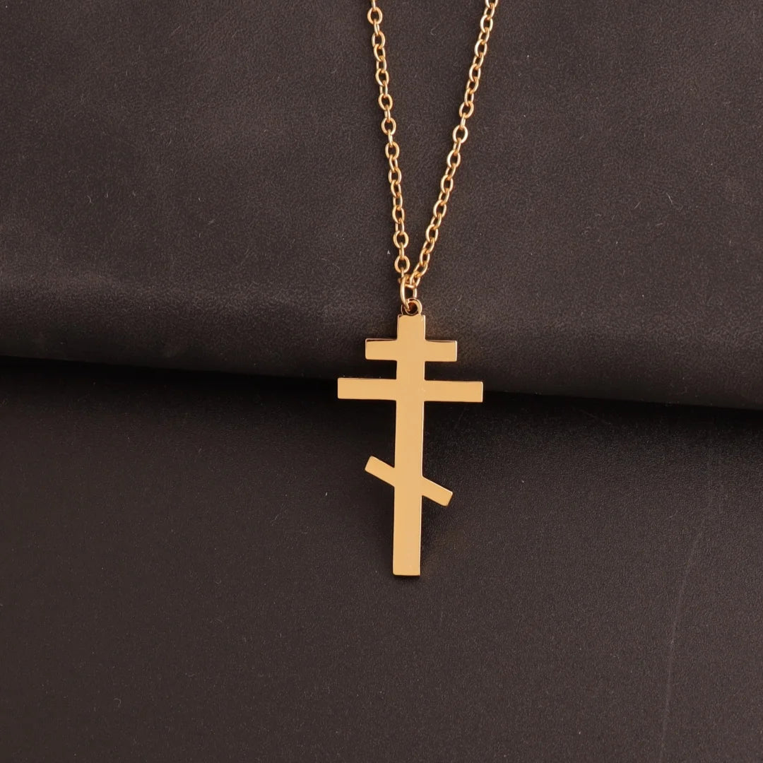 Orthodox Cross Choker Necklace — Stainless Steel
