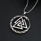 Dragon Valknut Pendant — Stainless Steel