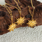 Gold Sun Stainless Steel Pendant Necklace