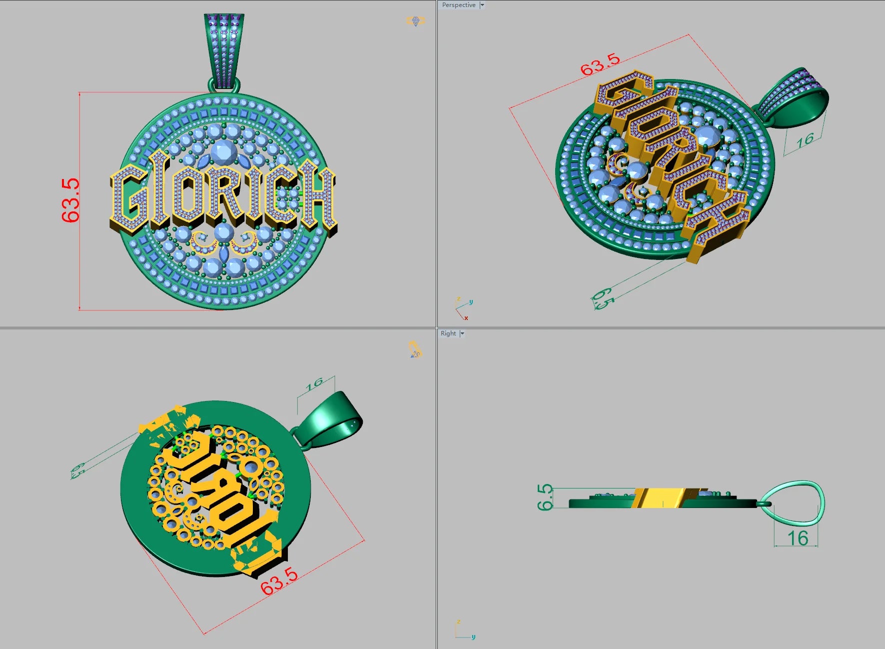 Iced Out Name Number Pendant 3D CZ