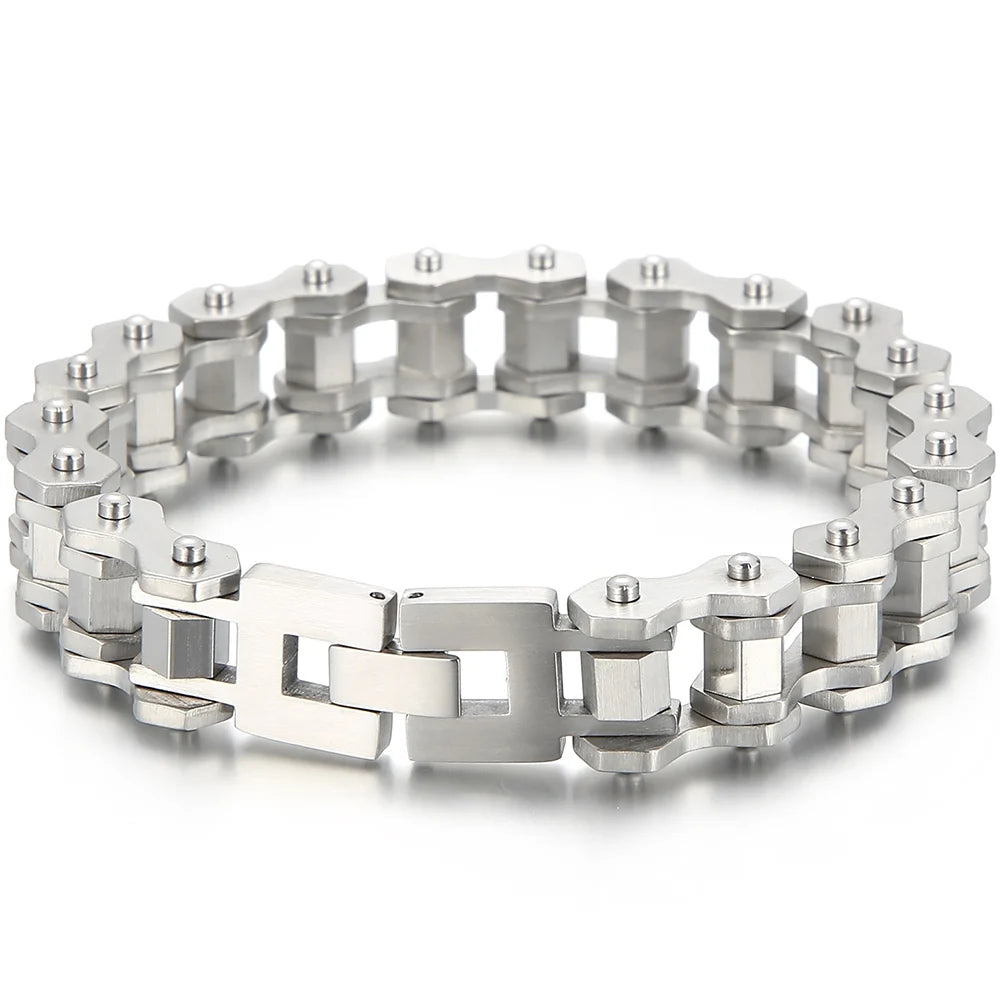Matte 316l Stainless Steel Motorcycle Chain Man Bracelet for Men Gothic Hardware Bike Jewelry Gifts Men's Bracelets