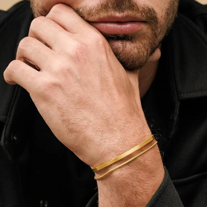 Snake Cuban Link Bracelet Set — Two-Tone