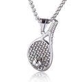 Silver Tennis Racket Pendant Necklace Stainless Steel