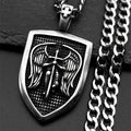 Saint Michael Archangel Knight Necklace Women Men Stainless Steel Silver Color Shield Guardian Angel Christian Amulet Jewelry