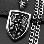 Saint Michael Archangel Knight Necklace Women Men Stainless Steel Silver Color Shield Guardian Angel Christian Amulet Jewelry