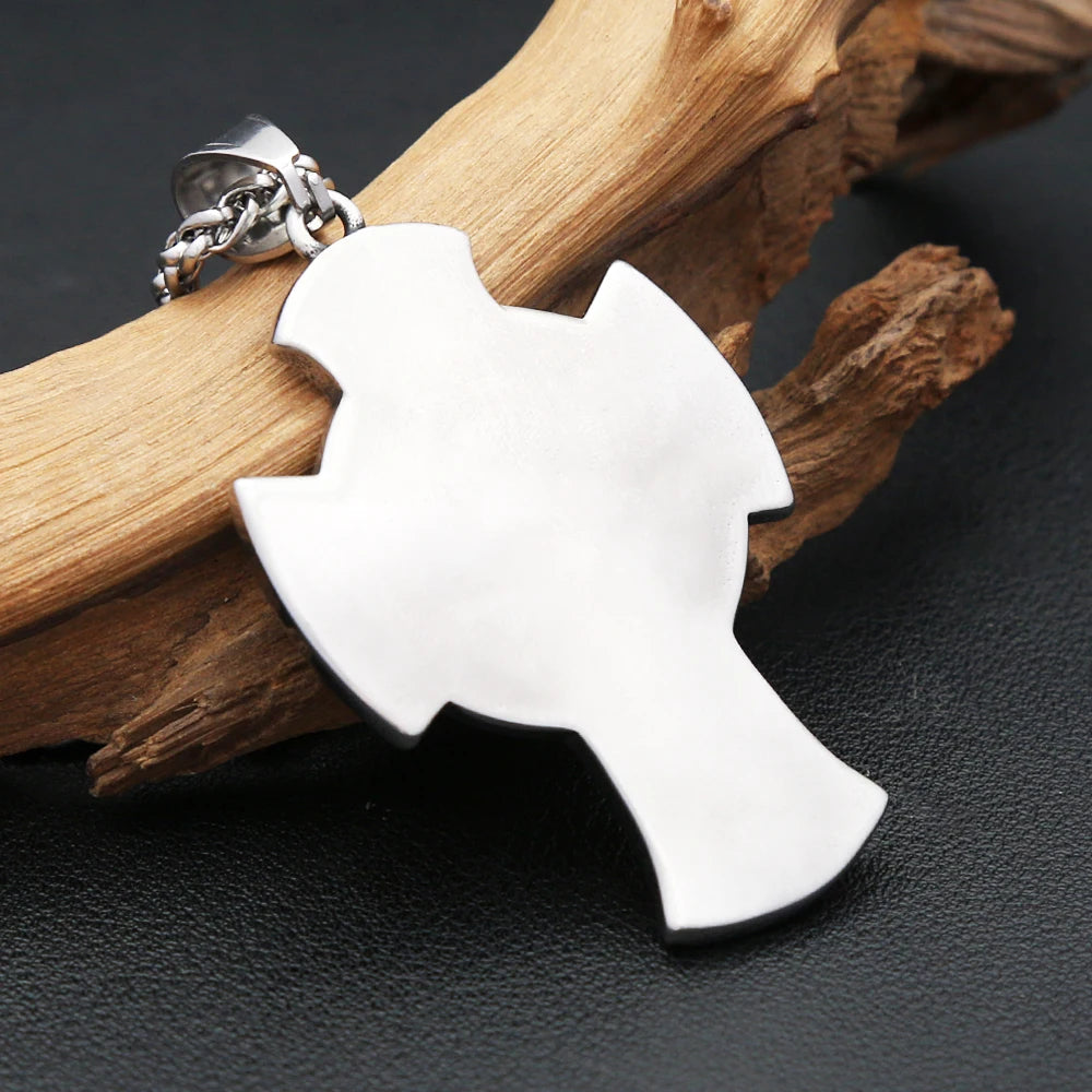 Vintage Stainless Steel Saint Michael Cross Pendant Necklaces For Men Women Fashion Religious Amulet Jewelry Gifts