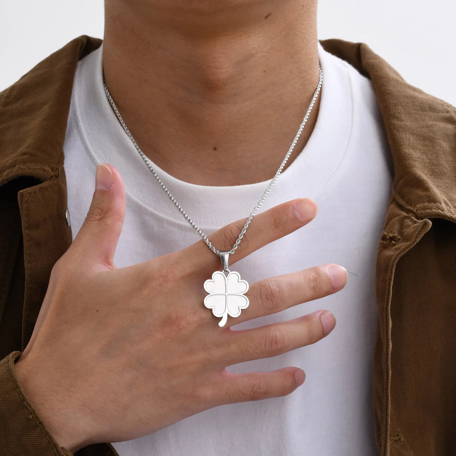 Four Leaf Clover Pendant Necklace — Stainless Steel