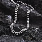 Vnox Never Fade 5mm/6mm/8mm Steel Cuban Chain Necklace for Women Men,Waterproof Silver Color Unisex Miami Curb Link