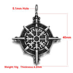 Norse Viking Rune Round Pendant Necklace — Stainless Steel