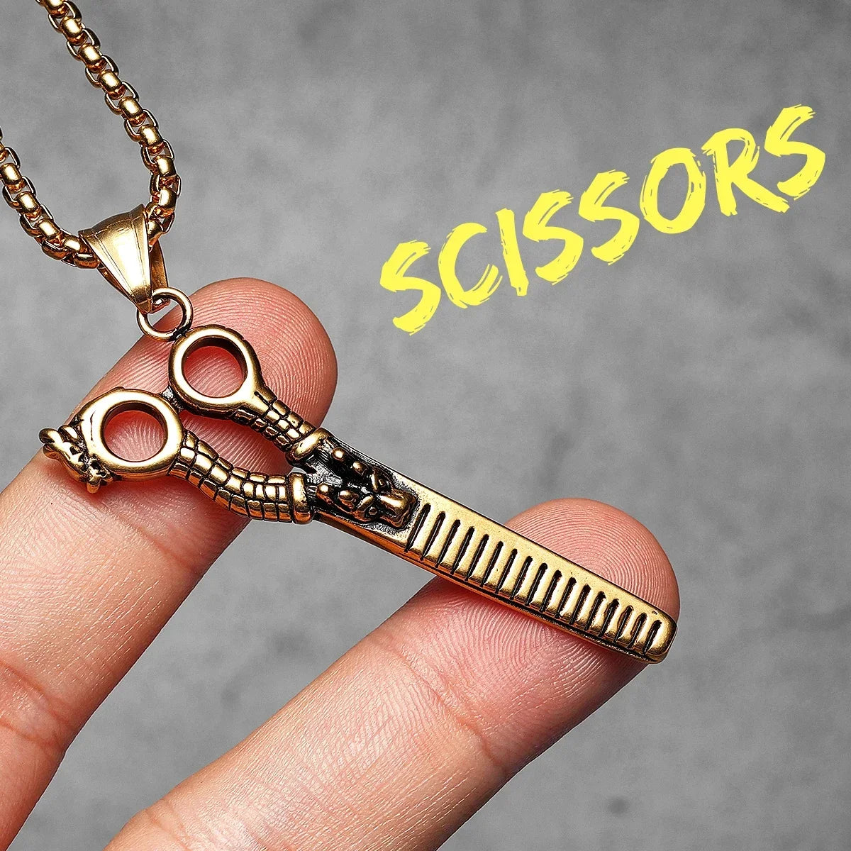 Barber Tools Pendant Necklace — Stainless Steel