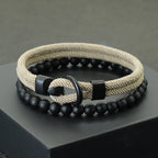 Fashion Mens Bracelet Set Lucky Thread Wrap Braclet Meditation Onyx Stone Beads Braslet Hombre Hand Accessories Fabric