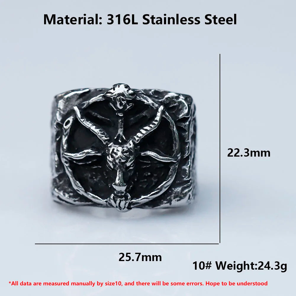 2022 NEW Men's 316L stainless-steel rings Vintage Steam punk SKULL with sheep Fashion Gothic Motorcycle Jewelry free