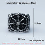 2022 NEW Men's 316L stainless-steel rings Vintage Steam punk SKULL with sheep Fashion Gothic Motorcycle Jewelry free