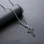 2025New Smooth Cross Necklace women and Men's Titanium Steel Versatile Long Cross Pendant Sweater Chain Accessories