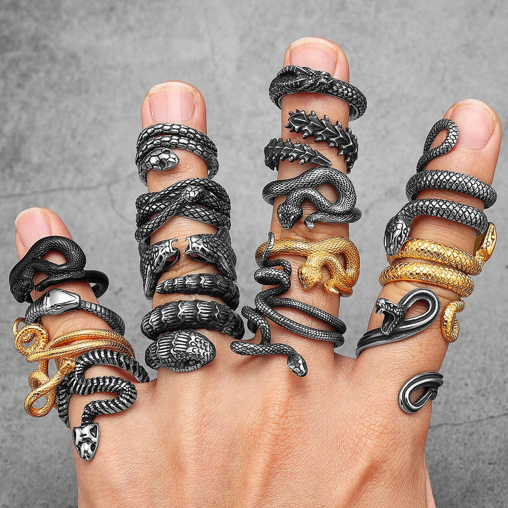 Various Snake Series Ring Stainless Steel Men Women Rings Punk Trendy Rock for Male Fashion Jewelry Creativity Gift Wholesale