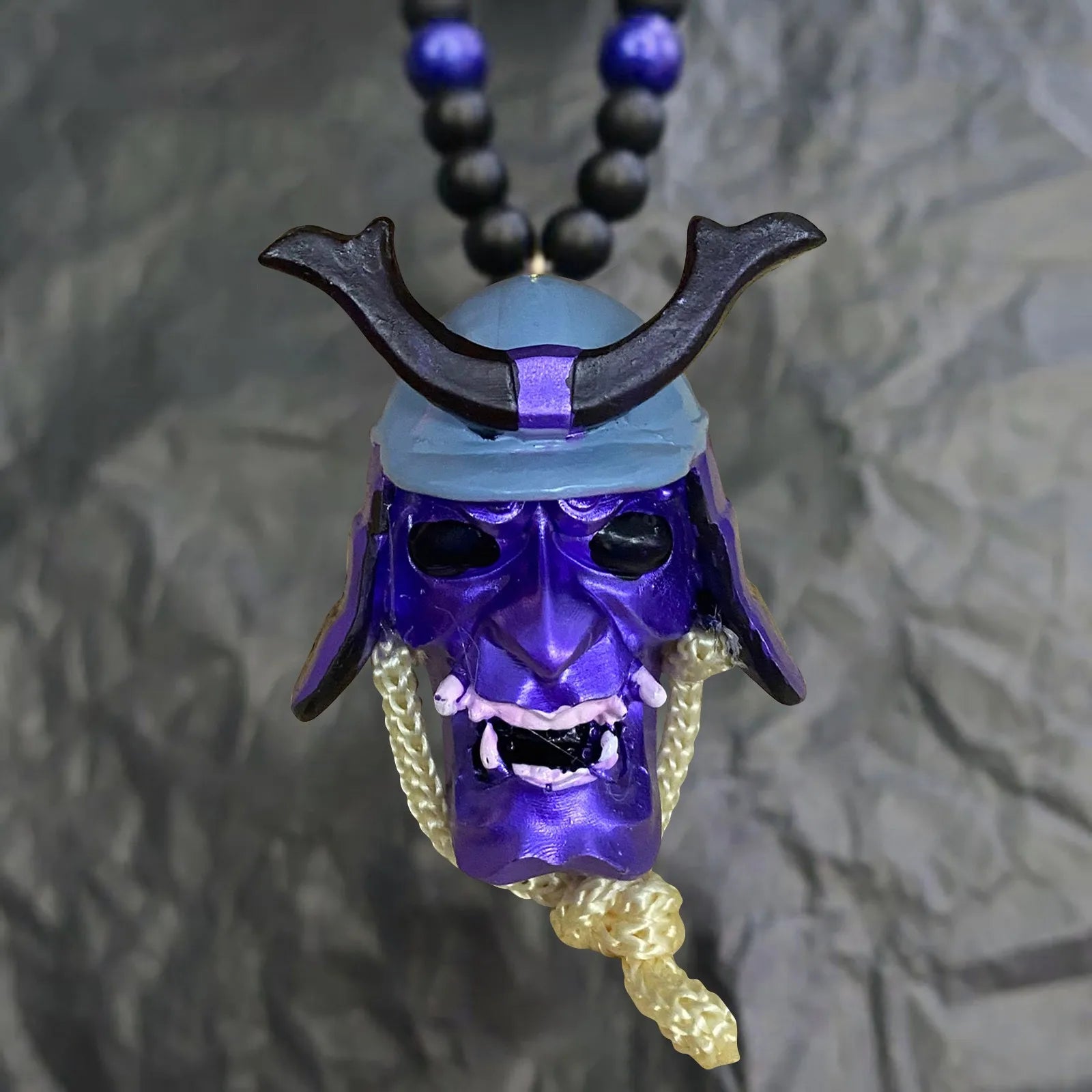Samurai-Kabuto Helmet Hannya Japanese Oni Car Rear View Mirror Charm Japanese Ghosts Hanging Ornament Personalized Pendant