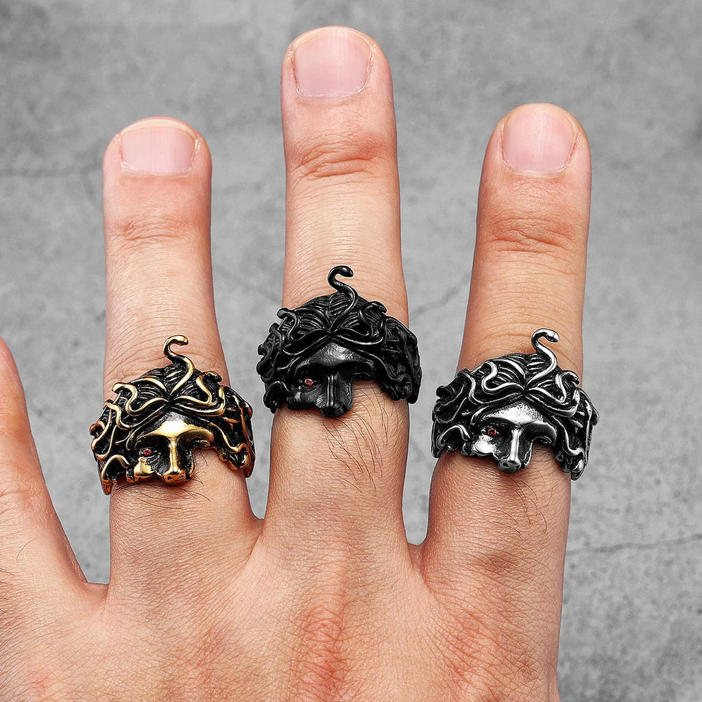 Greek Mythology Medusa Stainless Steel Men Rings Punk New For Male Women Fashion Jewelry Creativity Gift Wholesale Dropshiping