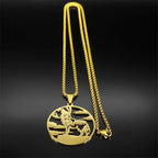 Roar Wolf Crowd Pendant Necklace For Women Men Stainless Steel Gold Silver Color Sky Animal Lover Man Chain Jewelry