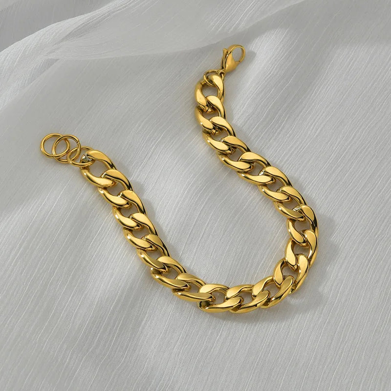 Stainless Steel Punk Cuban Chain Bracelet for Men Minimalist Silver Color Hip Hop Bracelet Party Fashion Jewelry Gifts