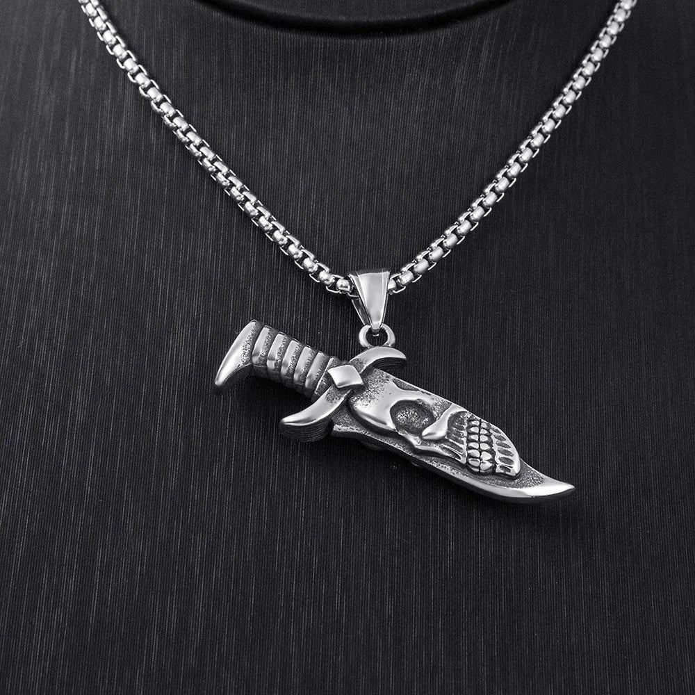 Men's Necklace Stainless Steel Skull Pendant Vintage hip-hop Jewelry Silver Color Male Neck Chain Punk Jewelry