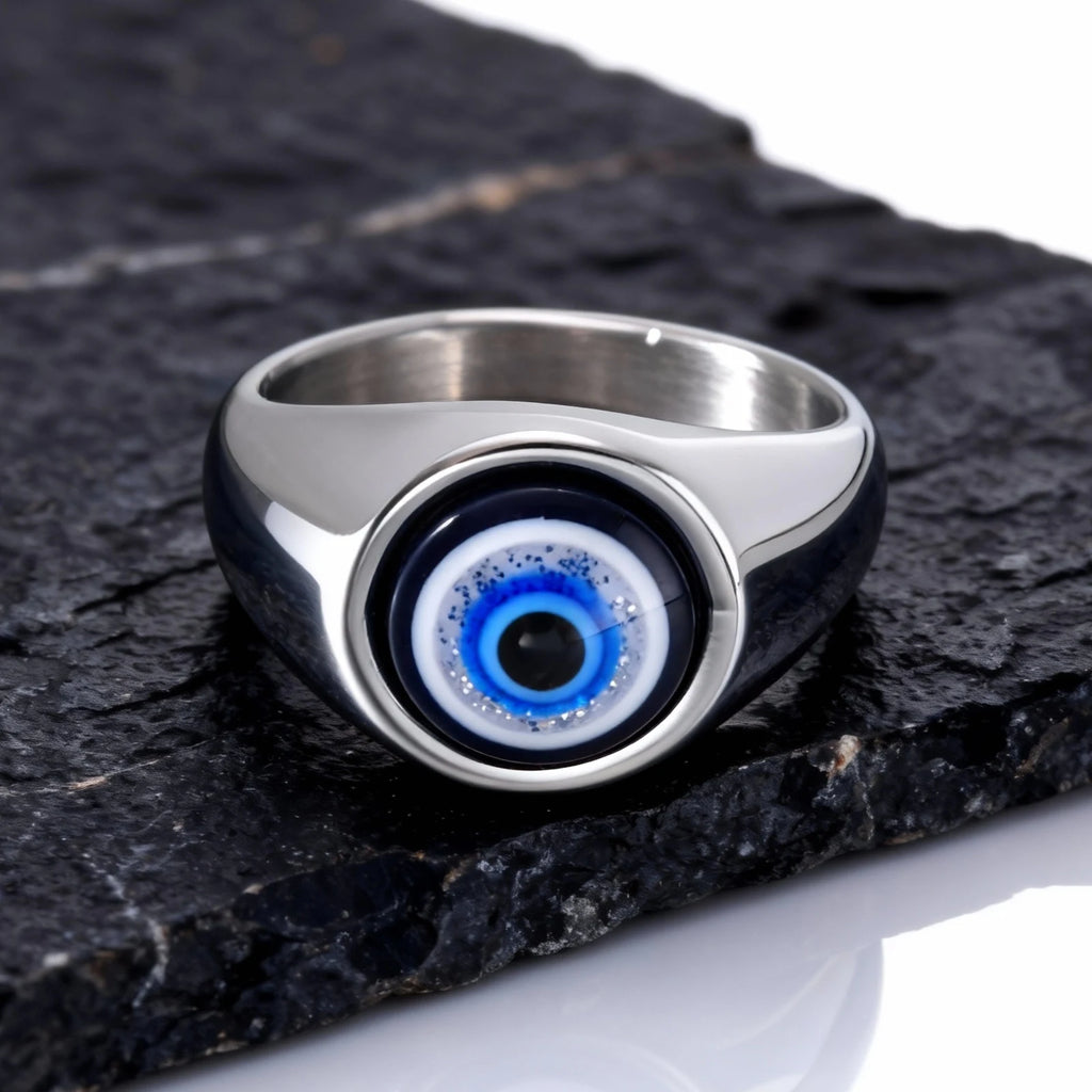 Evil Eye Signet Ring — Stainless Steel