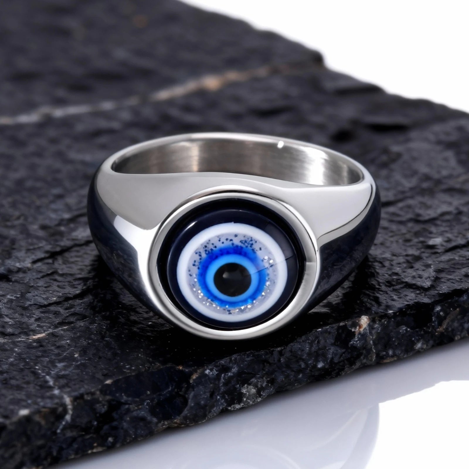 Evil Eye Signet Ring — Stainless Steel