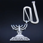 Jerusalem Menorah Pendant — Stainless Steel