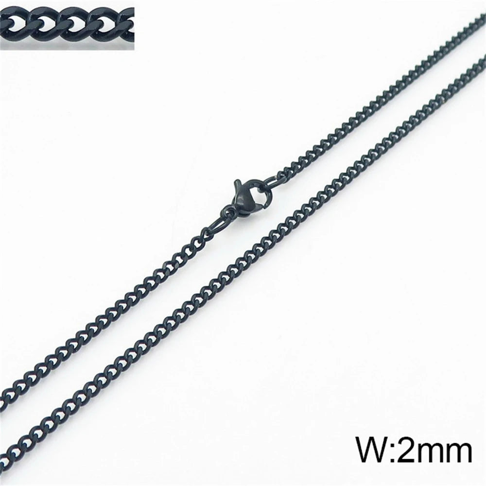 Punk Curb Cuban Link Chain Men Women Stainless Steel Long Necklace Fashion Tide Hip Hop Sweater Accessories Party Jewelry Gifts